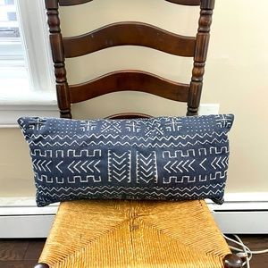Blue and white lumbar pillow